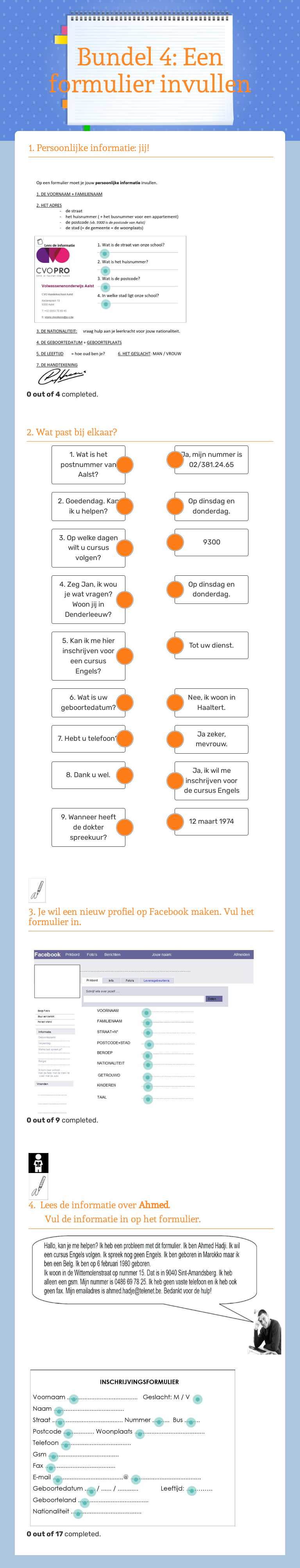 Bundel 4: Een formulier invullen worksheet preview image