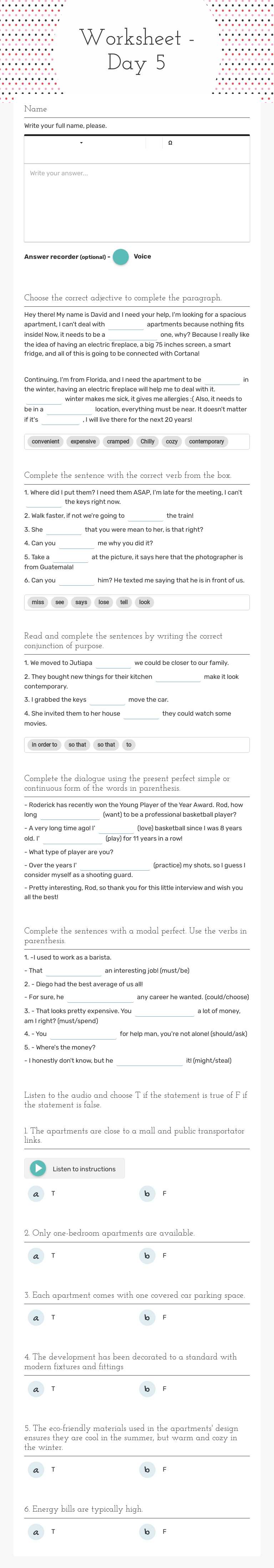 Worksheet -
Day 5 worksheet preview image
