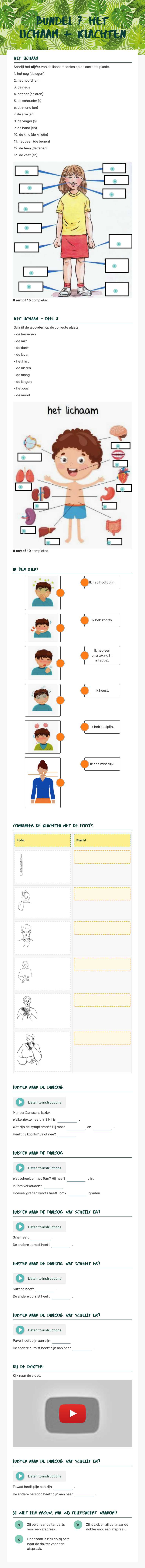 Bundel 7: het lichaam + klachten worksheet preview image