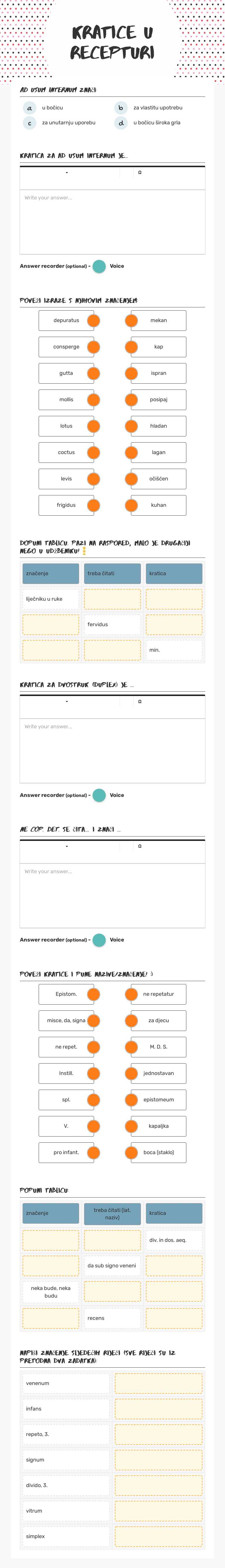 kratice u recepturi worksheet preview image