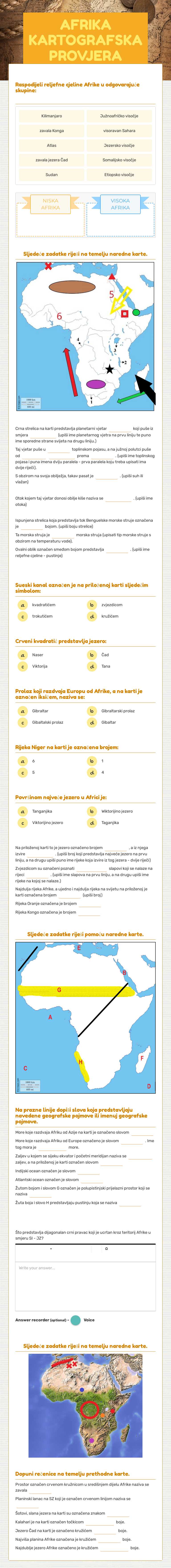 AFRIKA KARTOGRAFSKA PROVJERA worksheet preview image