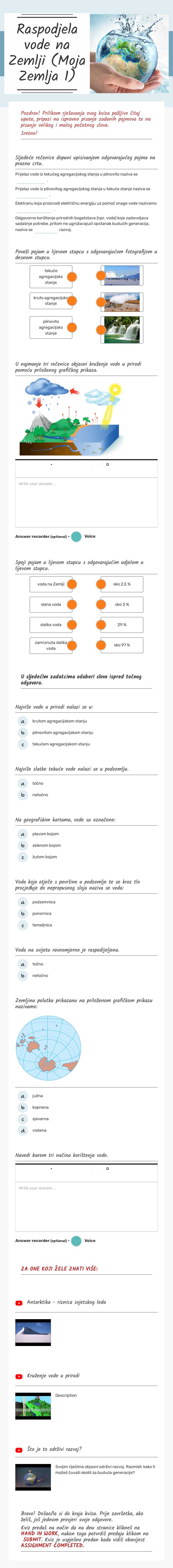 Raspodjela vode na Zemlji
(Moja Zemlja 1) Grade 5 worksheet preview