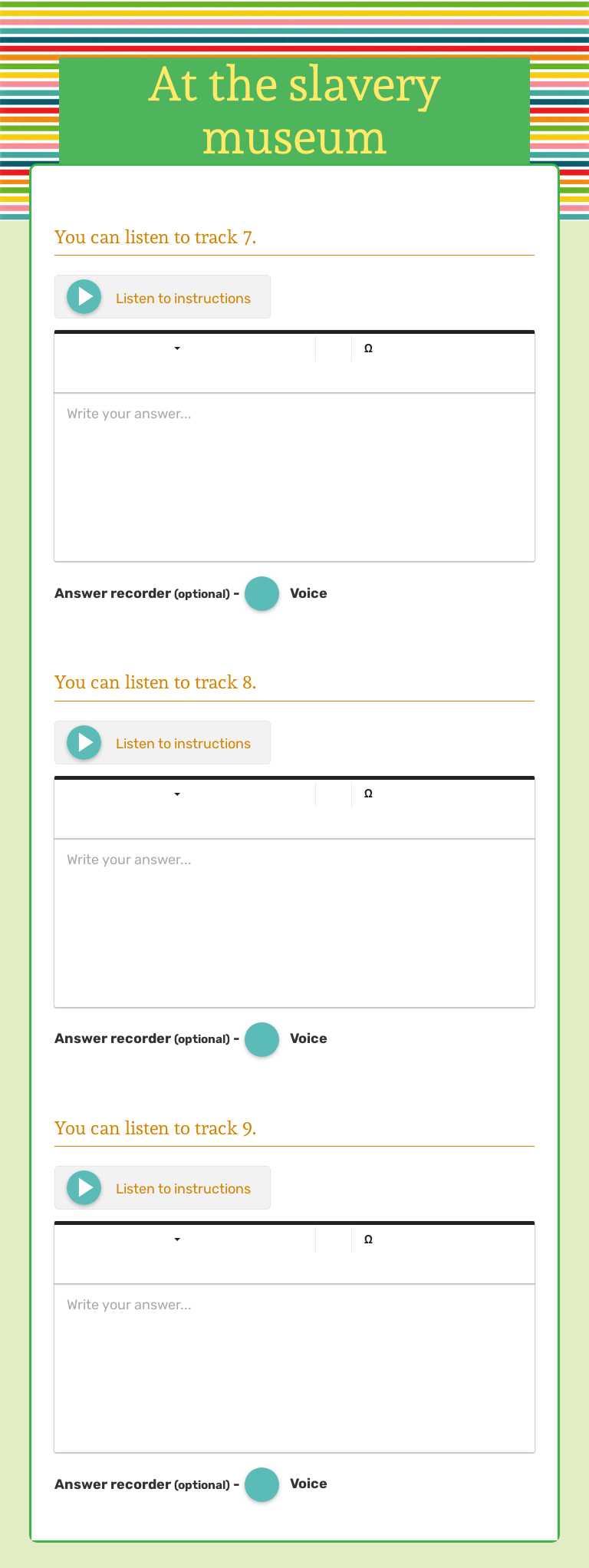 At the slavery museum worksheet preview image