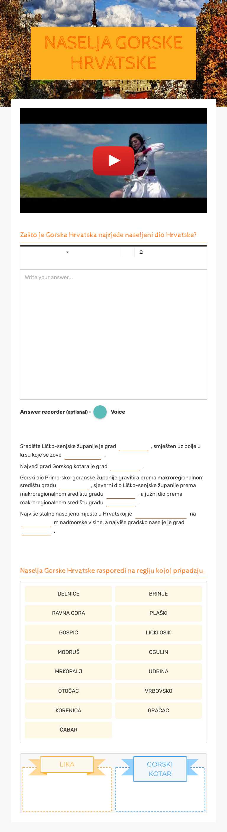 NASELJA GORSKE HRVATSKE worksheet preview image