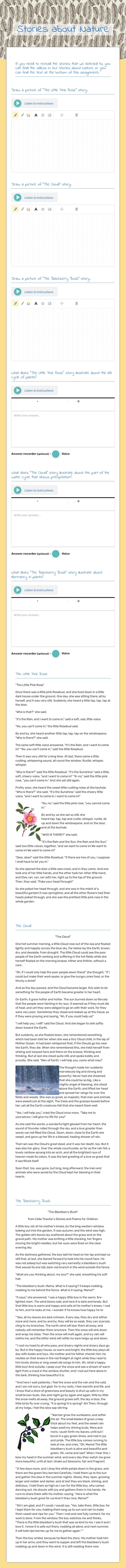 Stories about Nature worksheet preview image