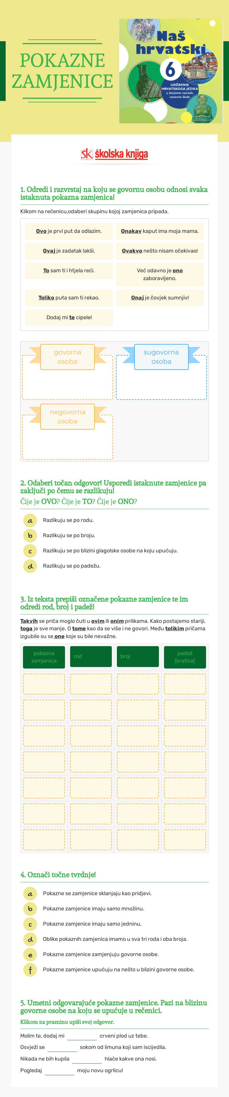 POKAZNE ZAMJENICE worksheet preview image