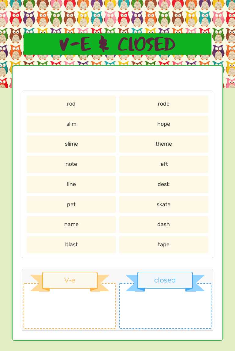 V-e & Closed worksheet preview image