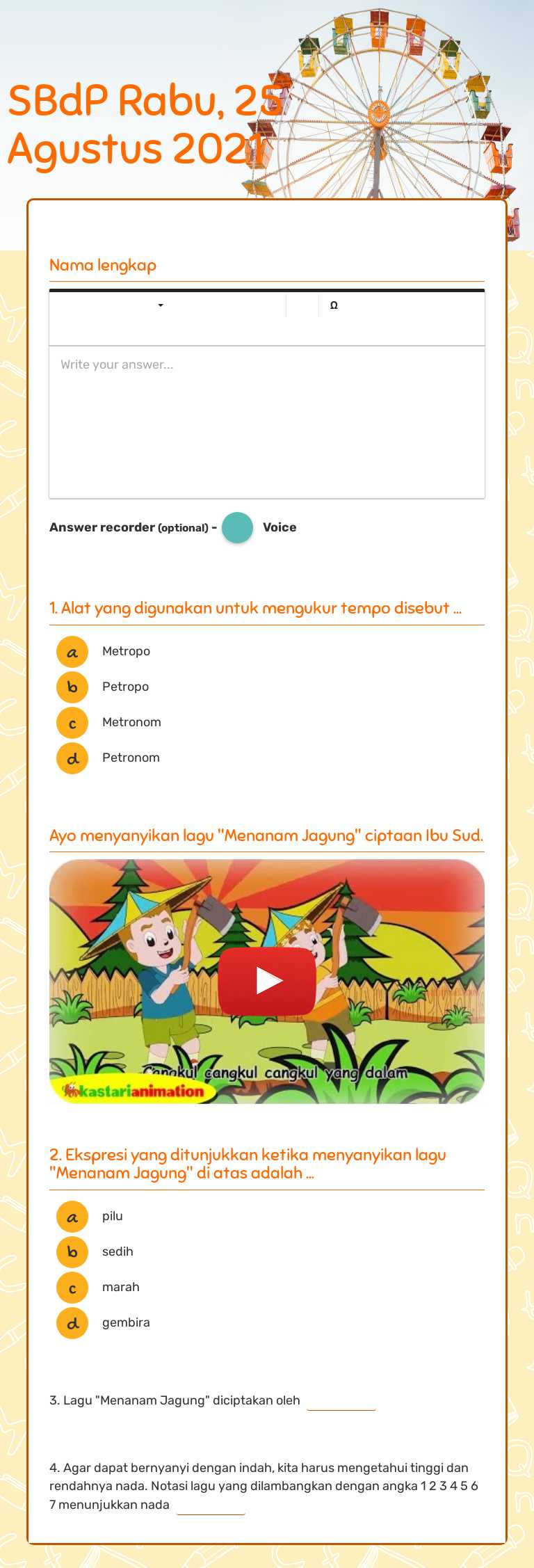 SBdP Rabu, 25 Agustus 2021 worksheet preview image