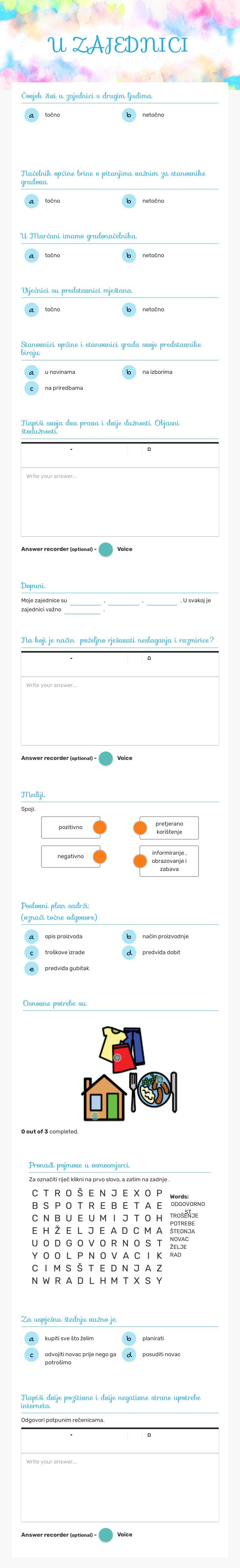 U ZAJEDNICI worksheet preview image