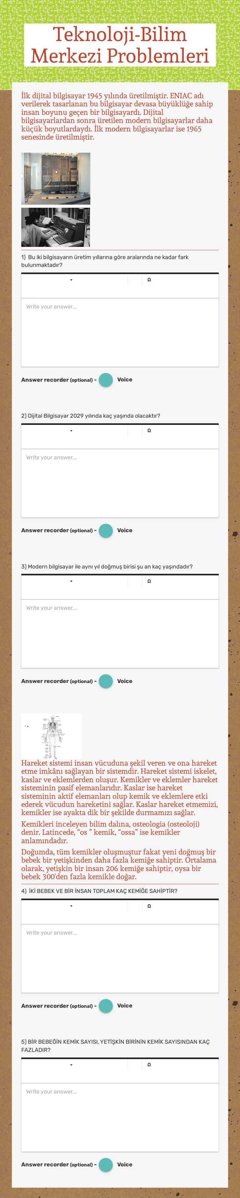 Teknoloji-Bilim Merkezi Problemleri worksheet preview image