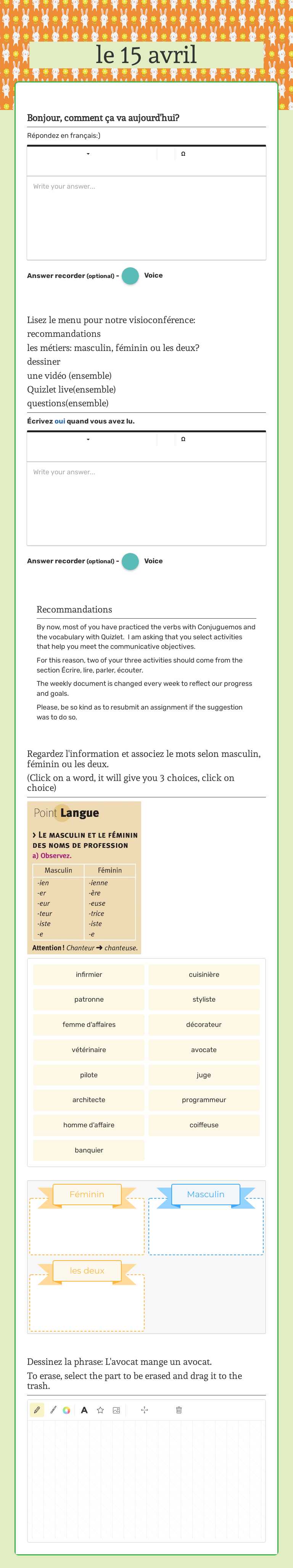 le 15 avril Grade 10 worksheet preview