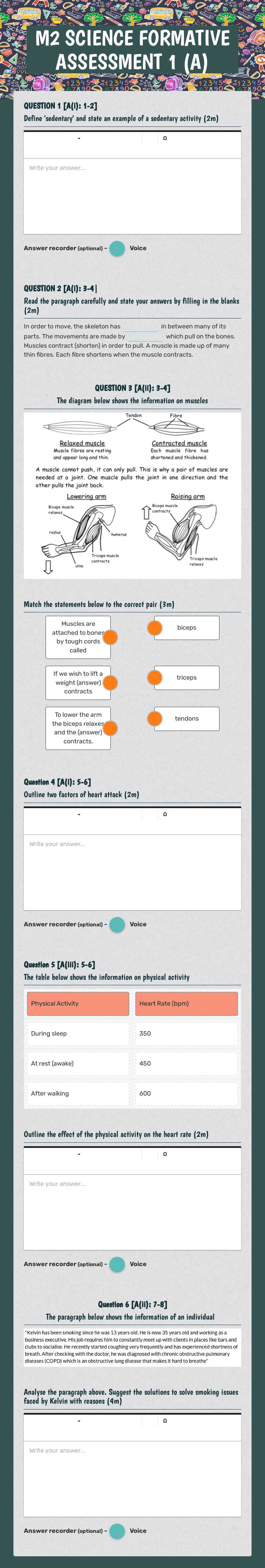 M2 SCIENCE           FORMATIVE ASSESSMENT 1 (A) worksheet preview image