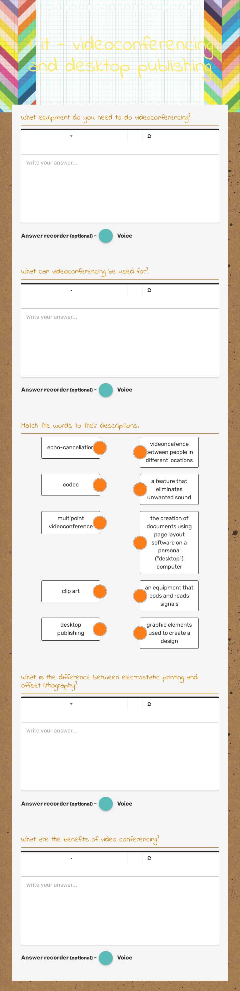 1 it - videoconferencing and desktop publishing worksheet preview image
