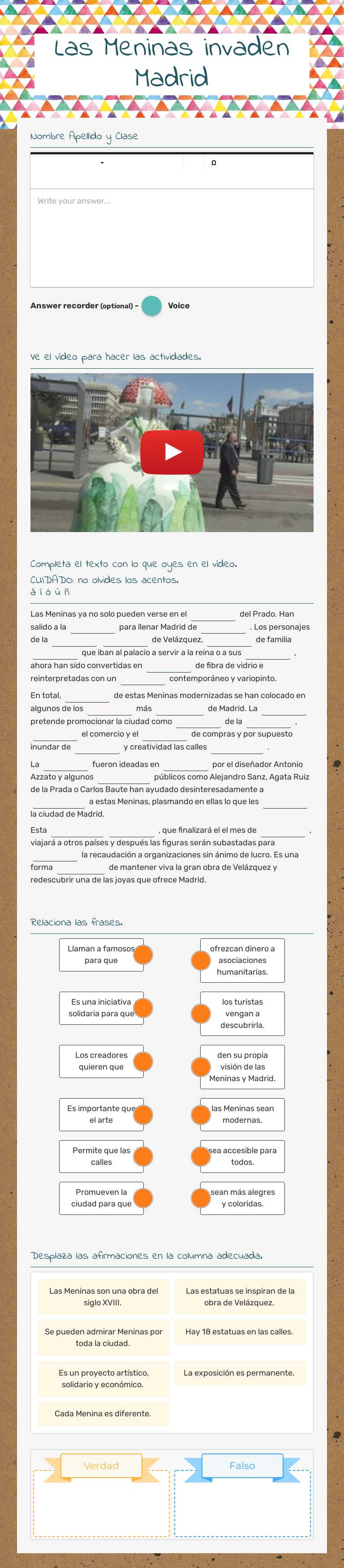 Las Meninas invaden Madrid worksheet preview image