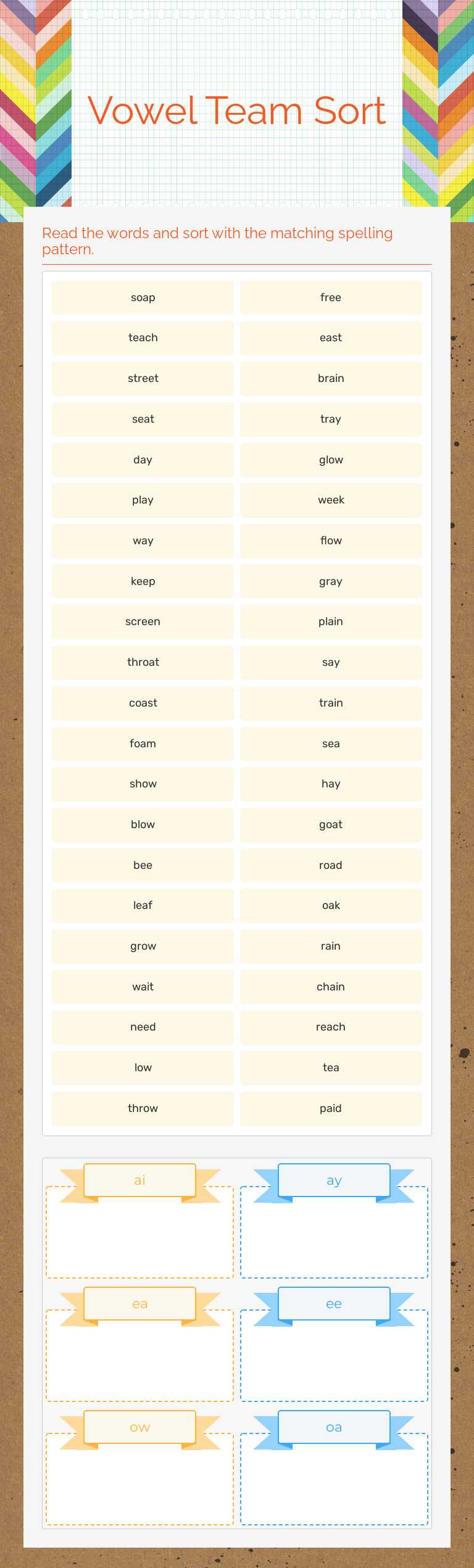 Vowel Team Sort worksheet preview image