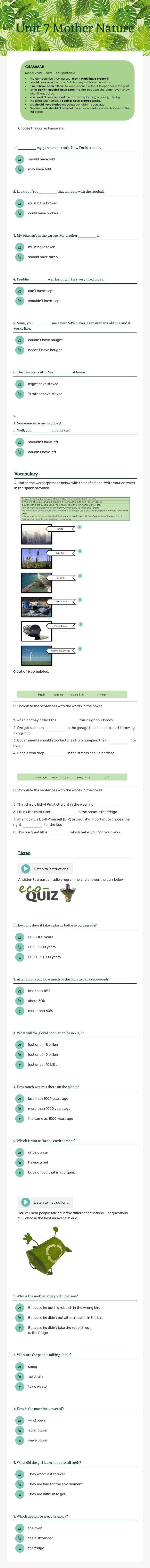 Unit 7
Mother Nature worksheet preview image