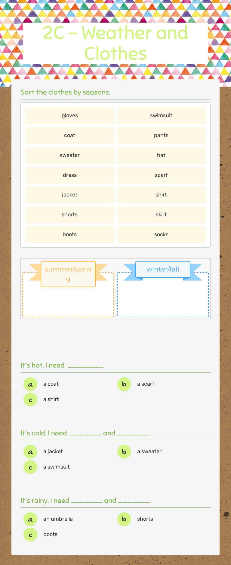 2C - Weather and Clothes worksheet preview image
