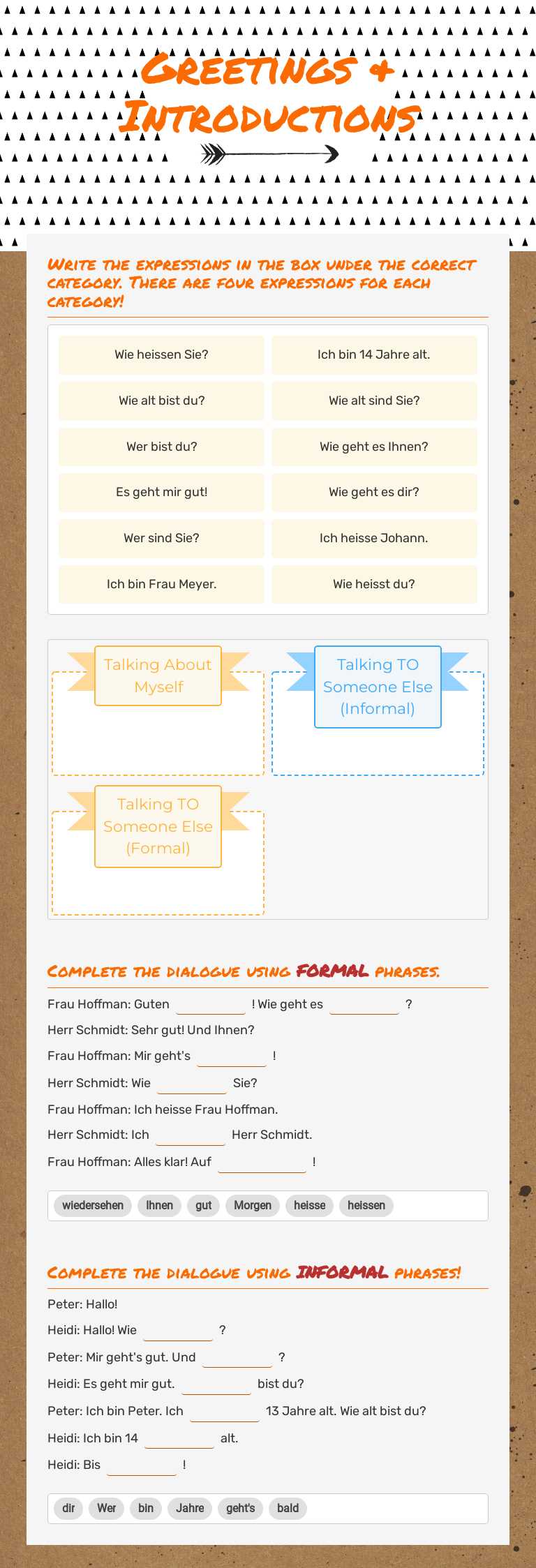 Greetings & Introductions worksheet preview image
