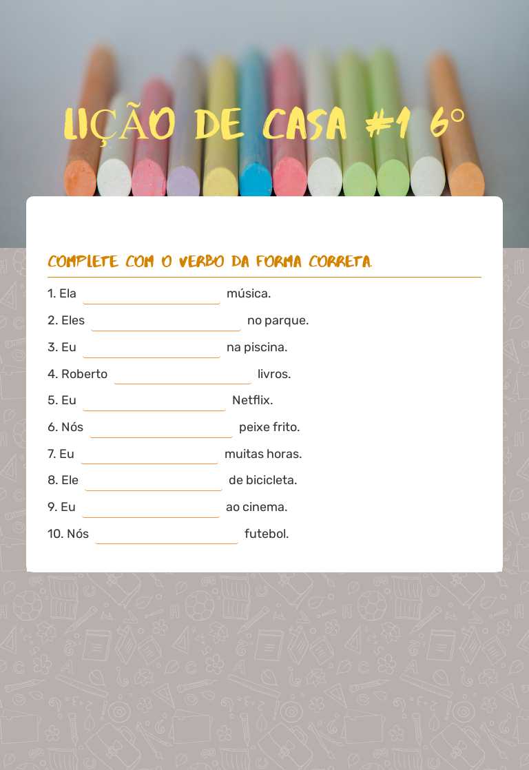 LIÇÃO DE CASA #1          6° Grade 6 worksheet preview
