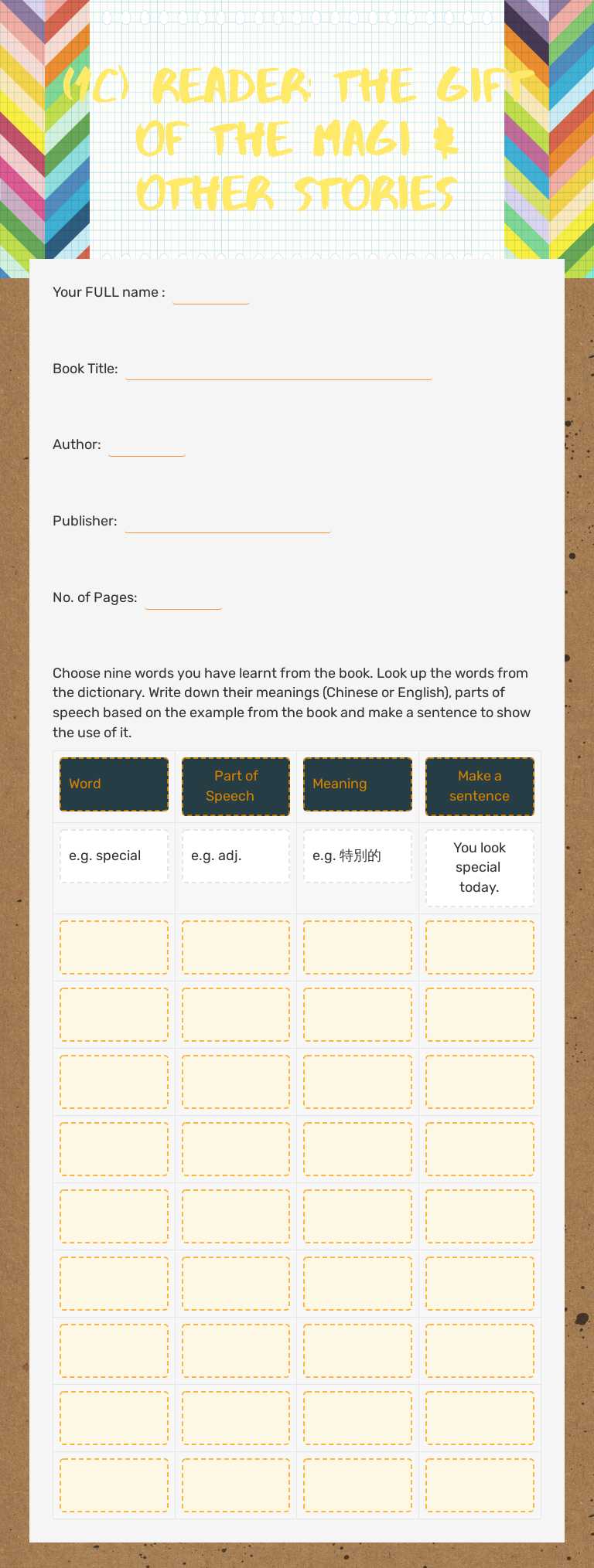 (1C) Reader: THe Gift of the MaGi & Other STories worksheet preview image