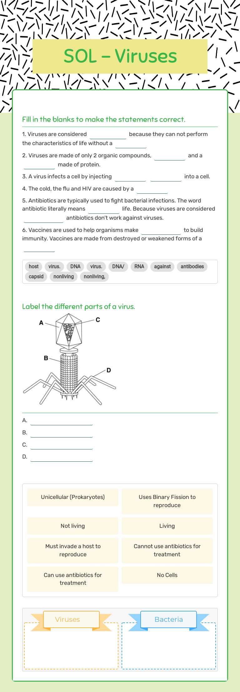 SOL - Viruses worksheet preview image