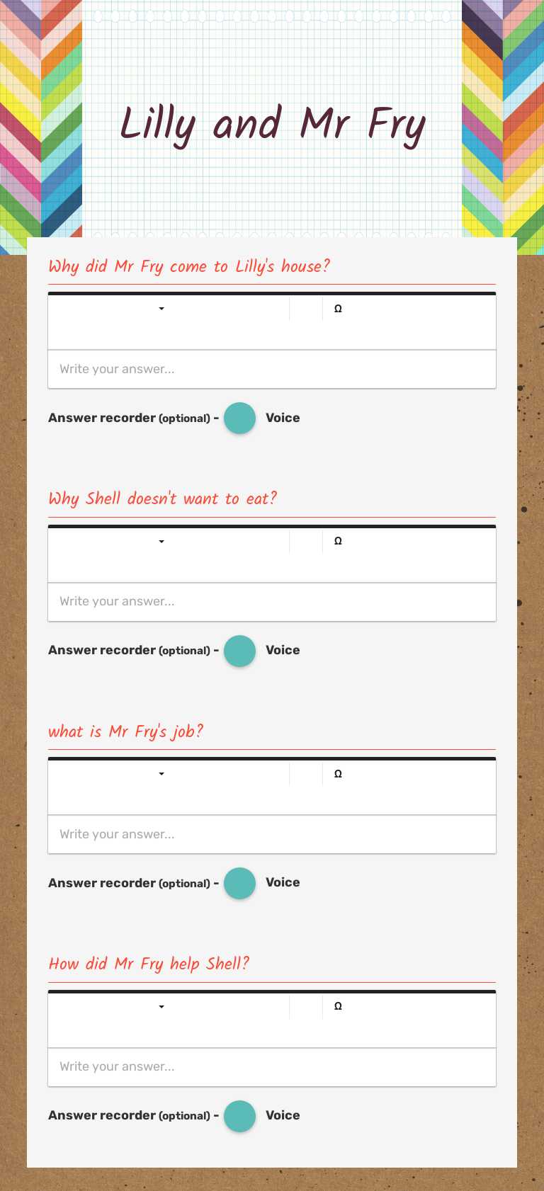 Lilly and Mr Fry worksheet preview image