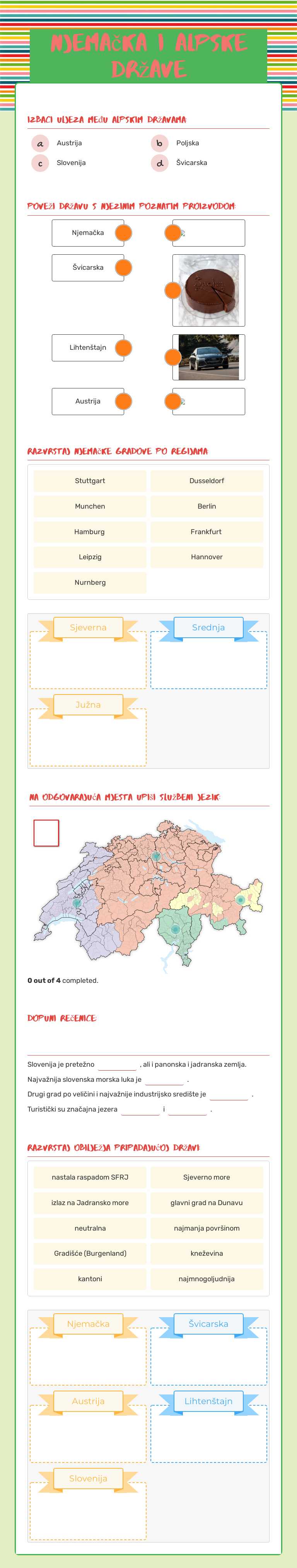 Njemačka i alpske države worksheet preview image