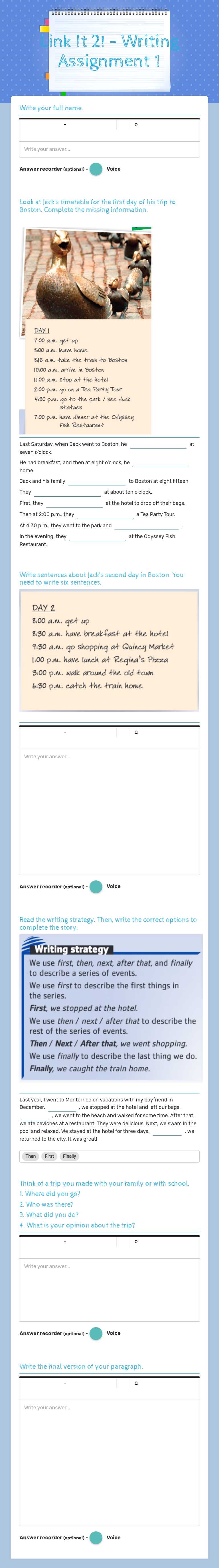 Link It 2! - Writing Assignment 1 worksheet preview image