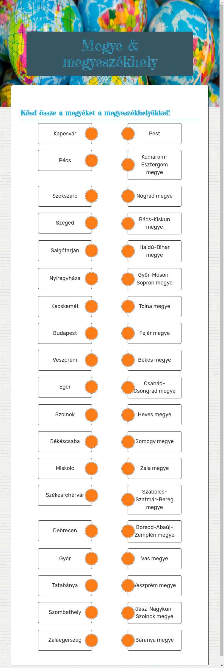 Megye & megyeszékhely worksheet preview image