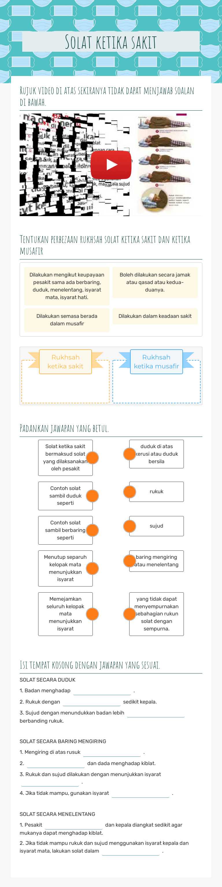 Solat ketika sakit worksheet preview image