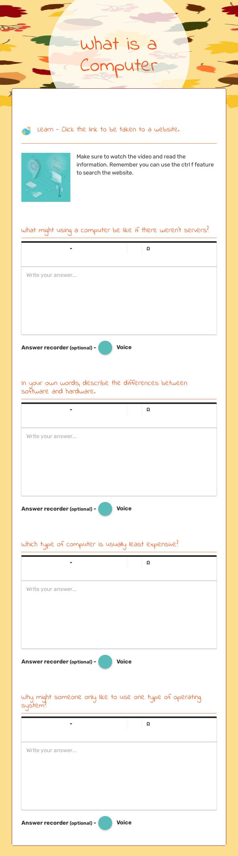 What is a Computer worksheet preview image