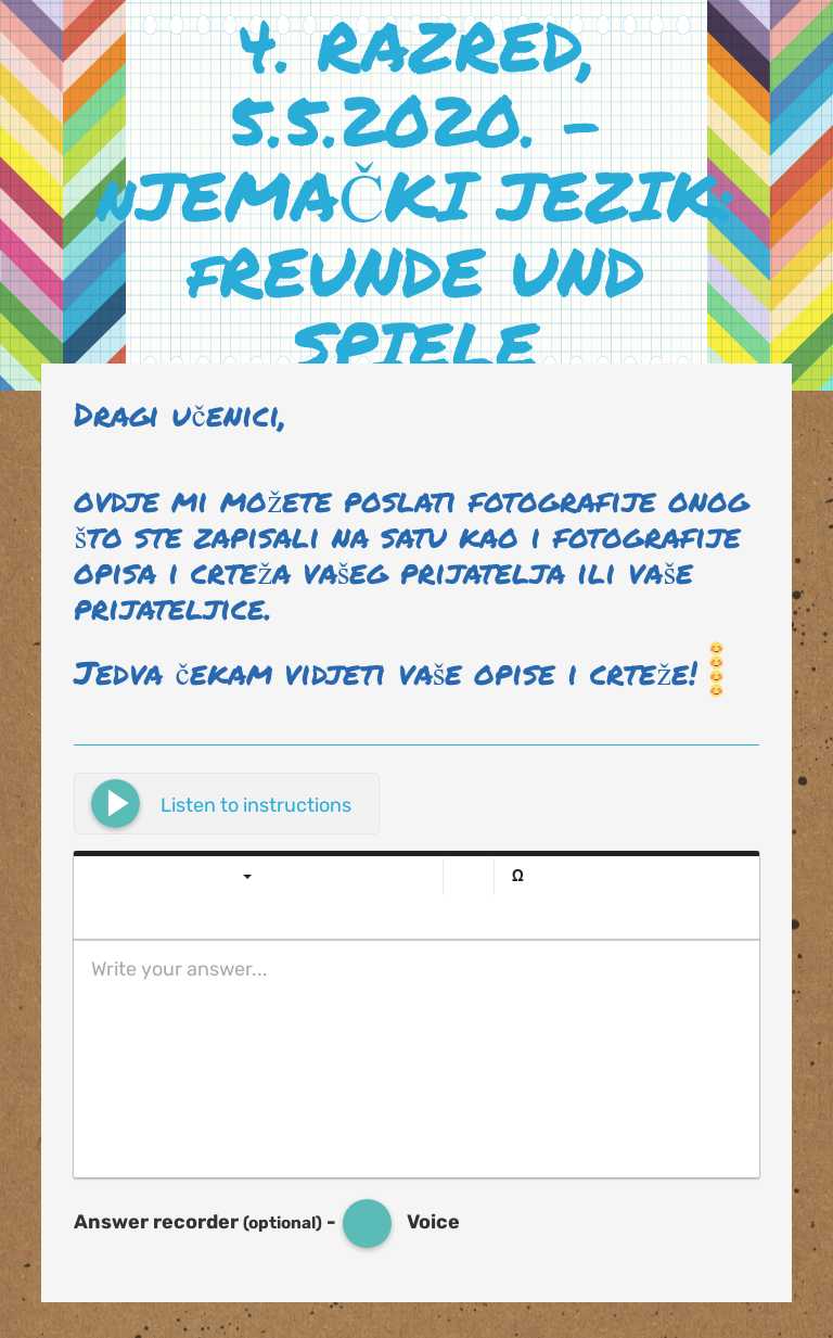 4. RAZRED, 5.5.2020. - nJEMAČKI JEZIK: fREUNDE UND SPIELE worksheet preview image