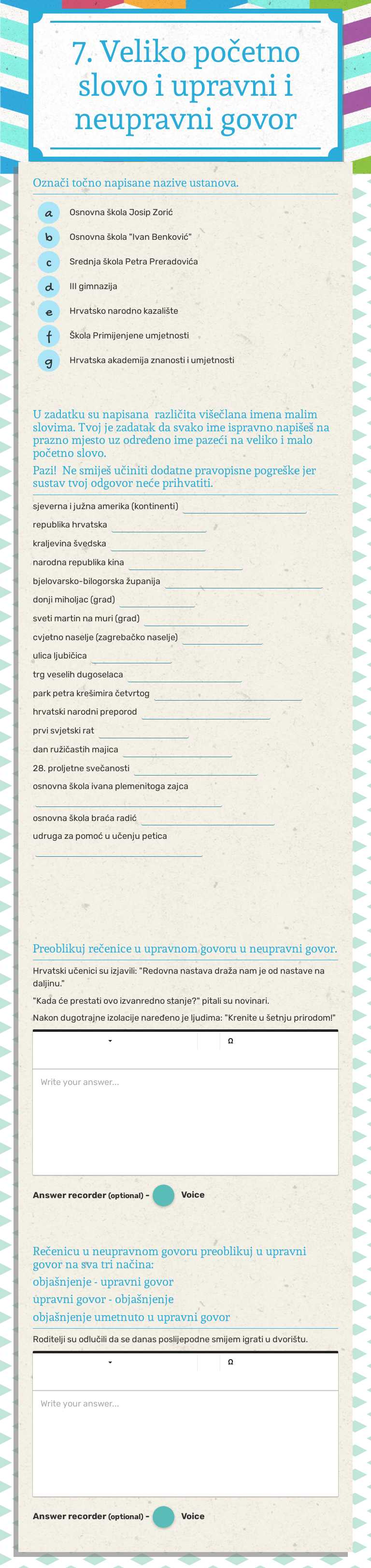 7. Veliko početno slovo i upravni i neupravni govor worksheet preview image