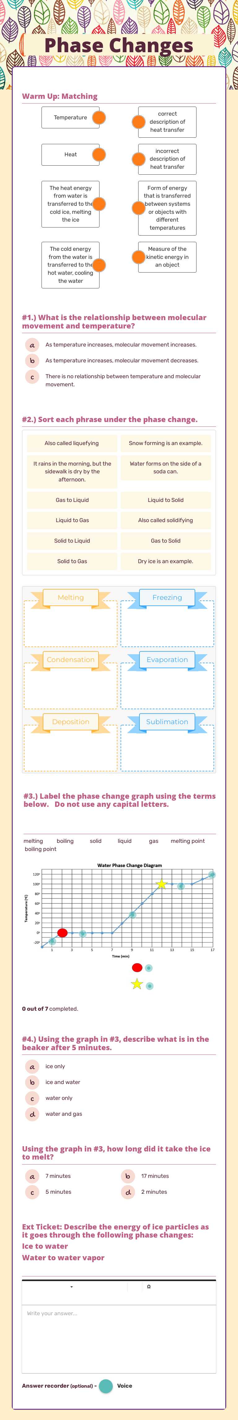 Phase Changes worksheet preview image