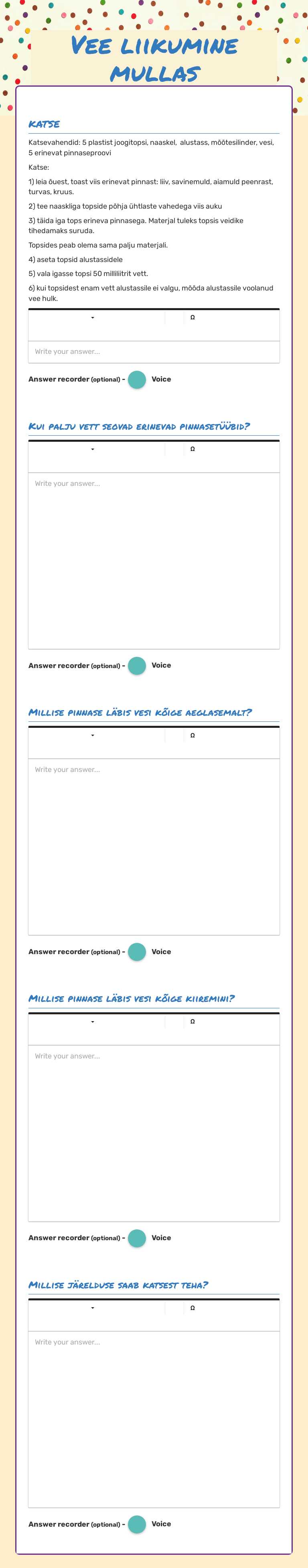 Vee liikumine mullas Grade 6 worksheet preview