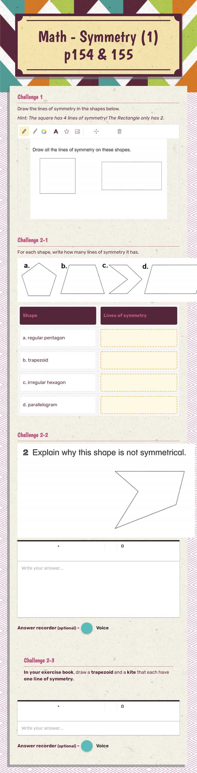 Math - Symmetry (1)
p154 & 155 worksheet preview image