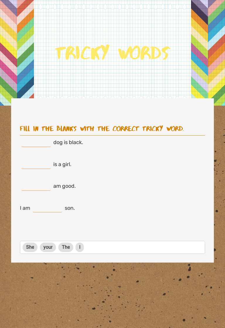 Tricky words worksheet preview image
