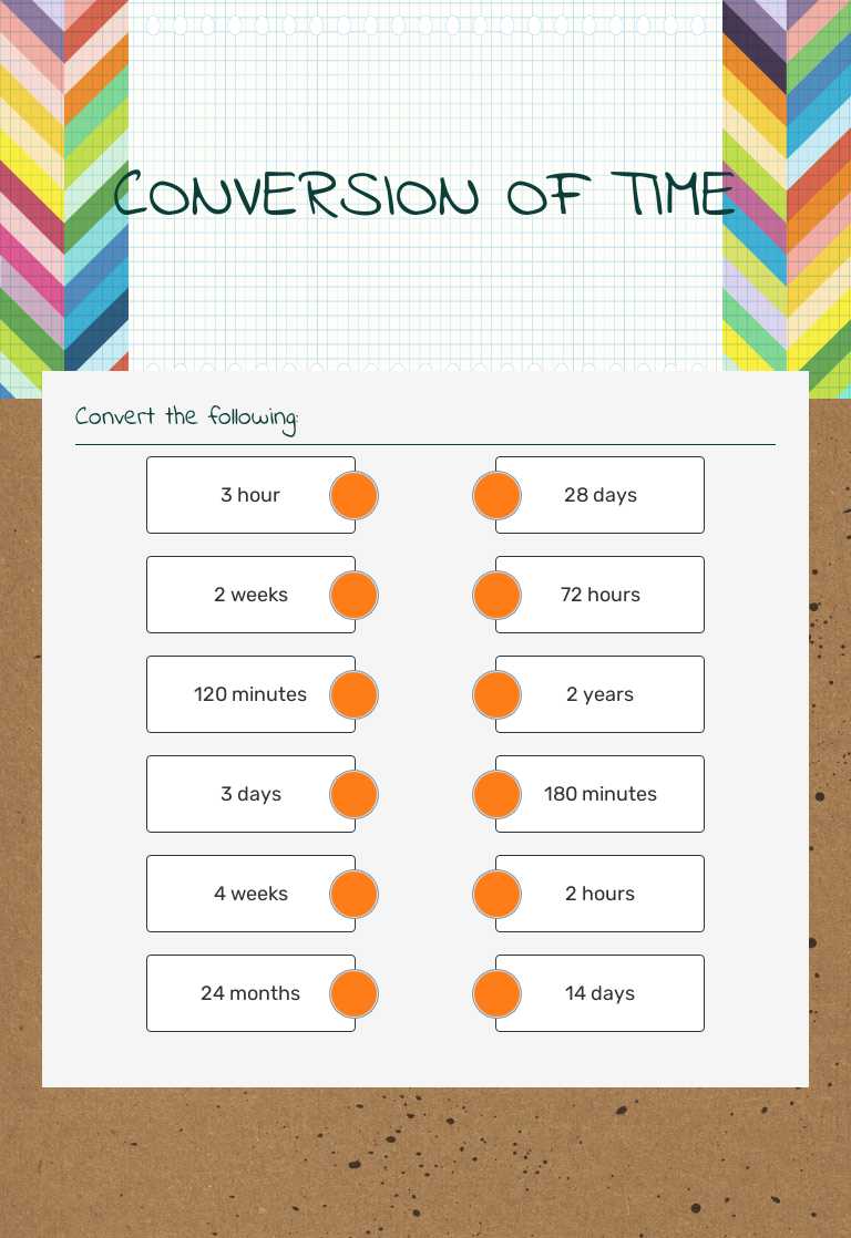 CONVERSION OF TIME worksheet preview image