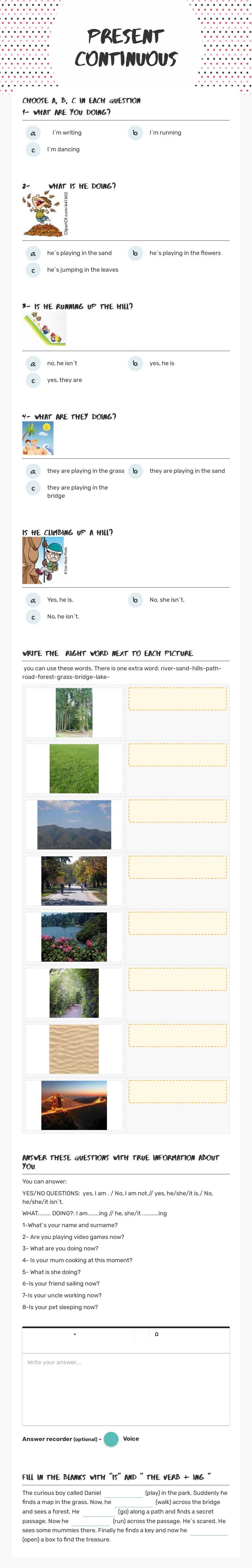 present continuous worksheet preview image