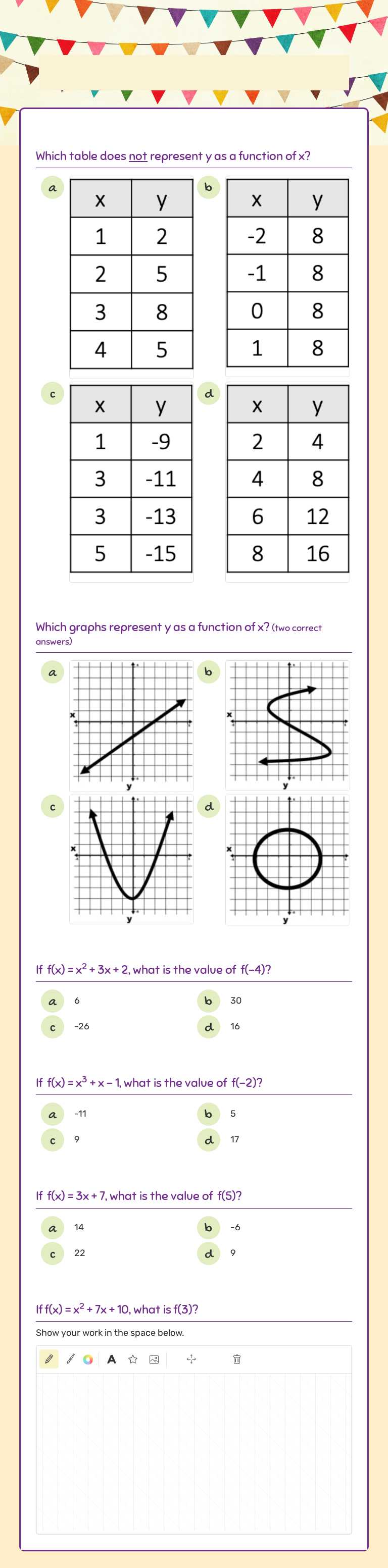 Intro to Functions & Function Notation worksheet preview image