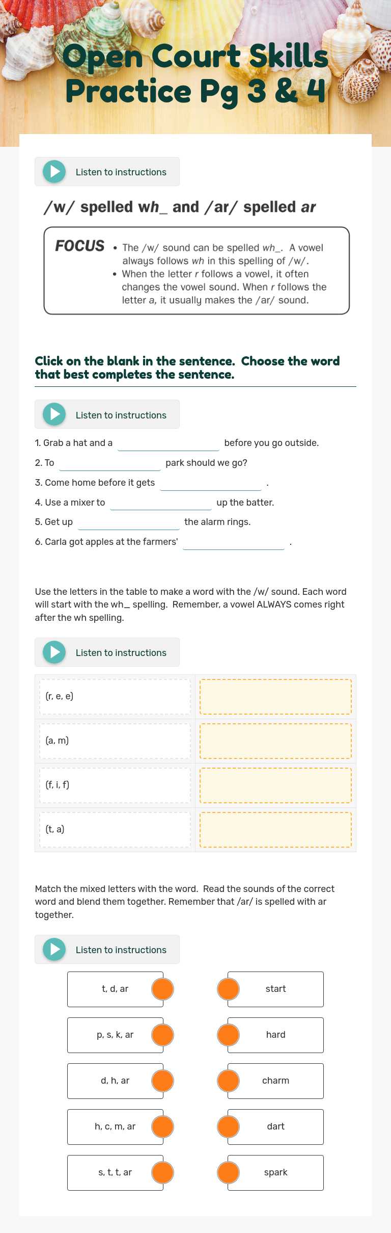Open Court Skills Practice
Pg 3 & 4 worksheet preview image