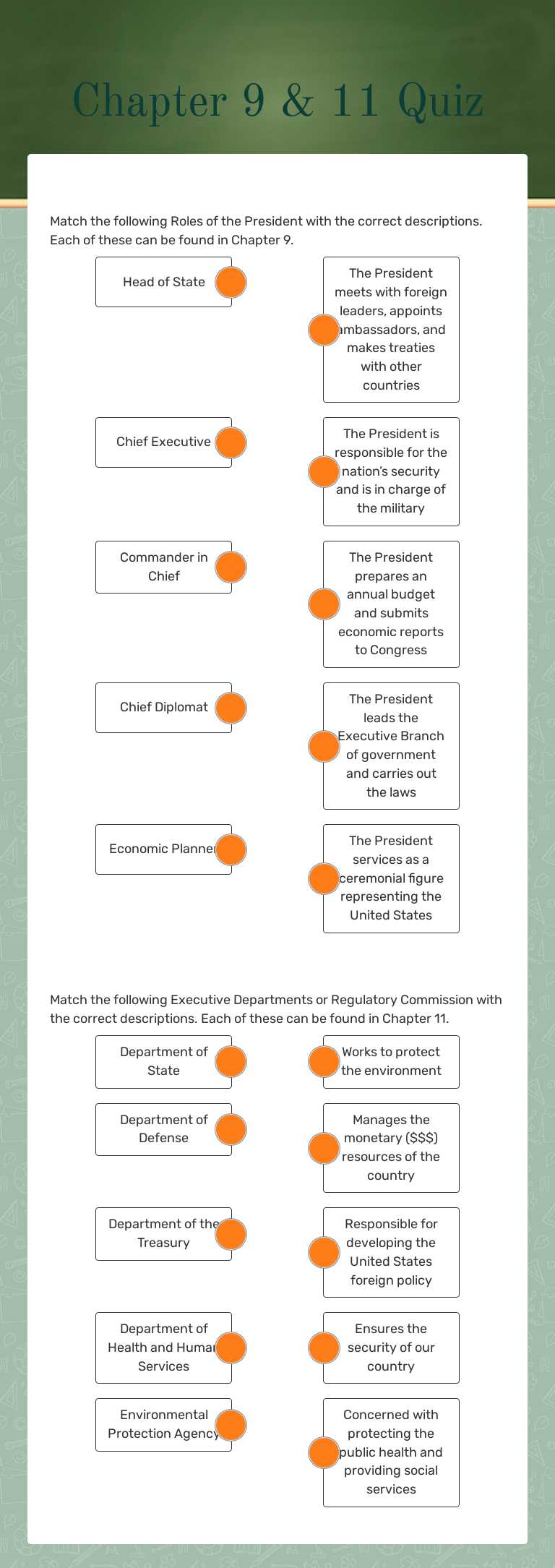 Chapter 9 & 11 Quiz worksheet preview image