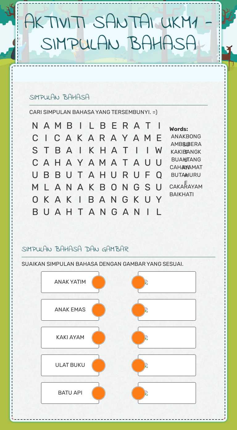 AKTIVITI SANTAI UKM1 - SIMPULAN BAHASA worksheet preview image