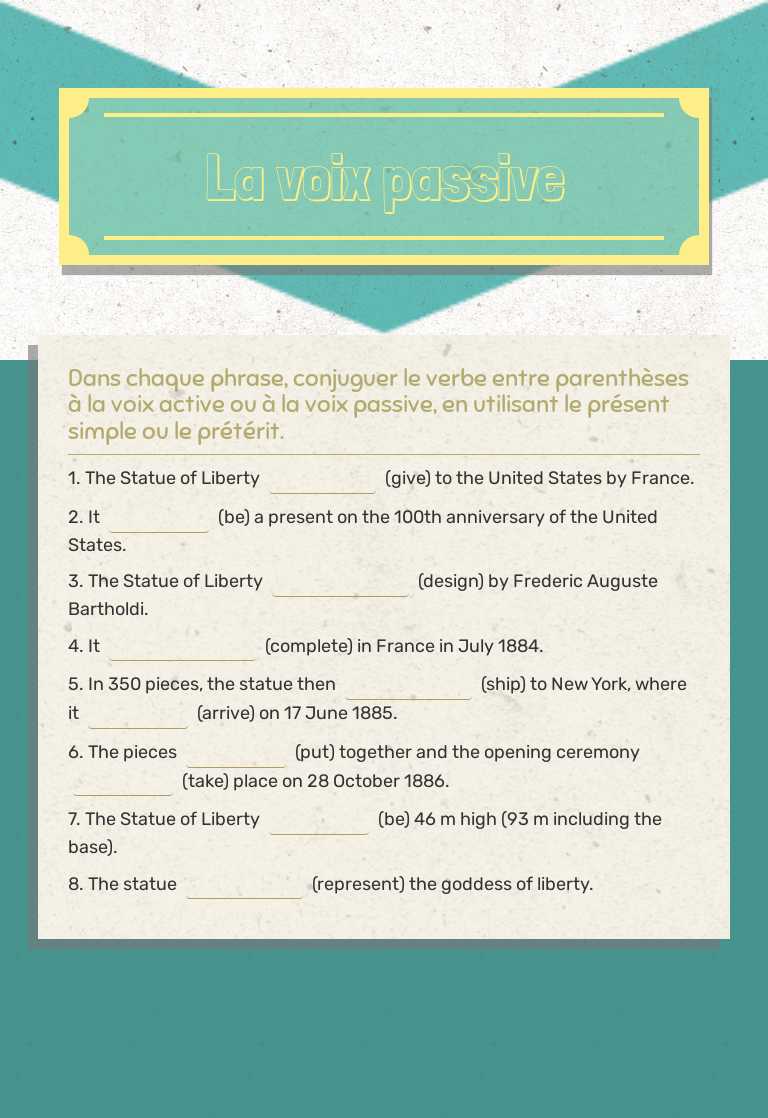 La voix passive worksheet preview image
