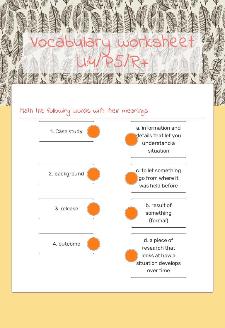 Vocabulary worksheet U:4/P5/R+ worksheet preview image