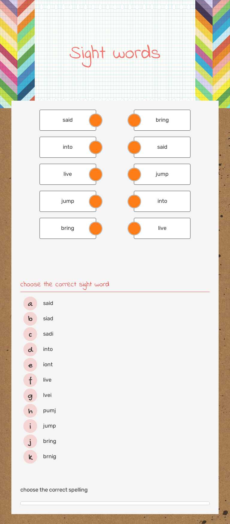Sight words worksheet preview image