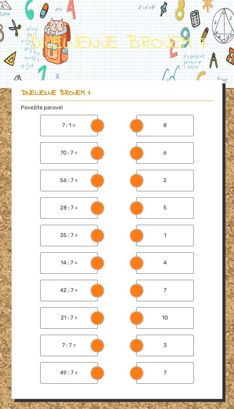 DIJELJENJE BROJEM 7 worksheet preview image