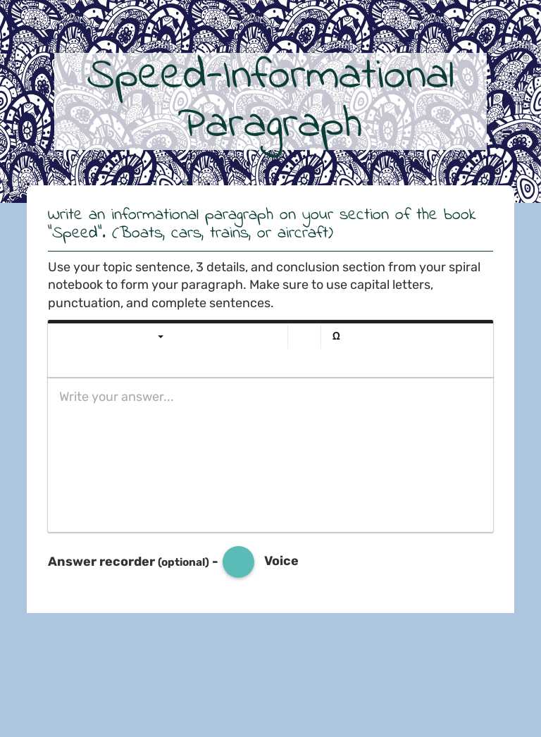 Speed-Informational Paragraph worksheet preview image