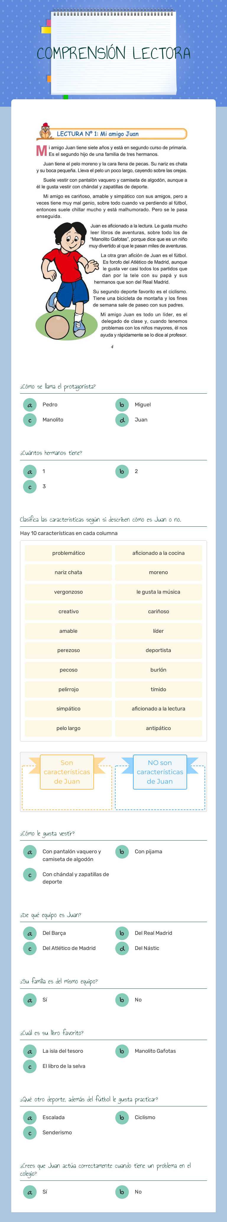 COMPRENSIÓN LECTORA Grade 2 worksheet preview