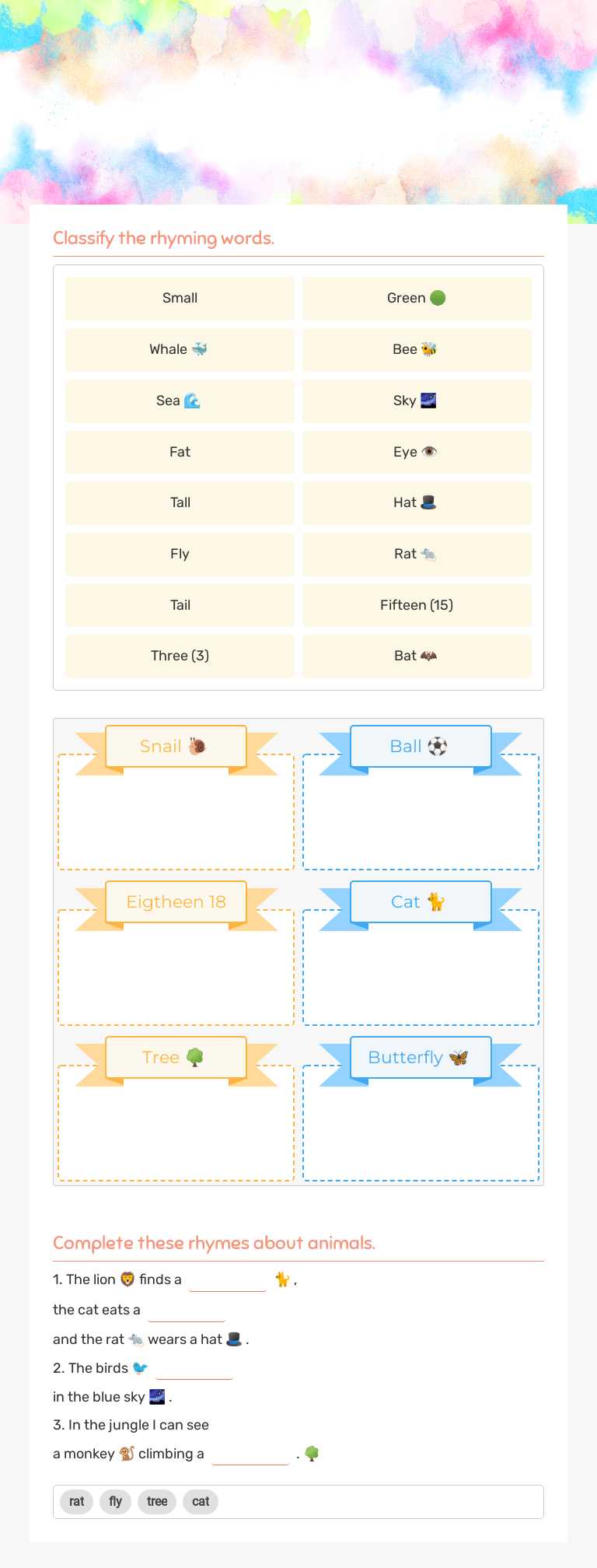 Let's rhyme! Grade 4 worksheet preview
